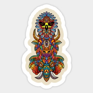 Multicolored Totem Pole Sticker